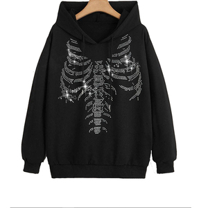 Sweat à capuche pour homme en coton et polyester avec strass, respirant, confortable, pour l'hiver, motif uni, imprimé numérique, nouvelle mode à capuche - Product Image 1