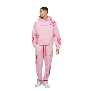 Ensemble de survêtements décontractés de haute qualité, couleur rose bébé, personnalisés, à la mode, avec logo imprimé à l'écran, pour hommes, best-seller 2025 - Product Image 1