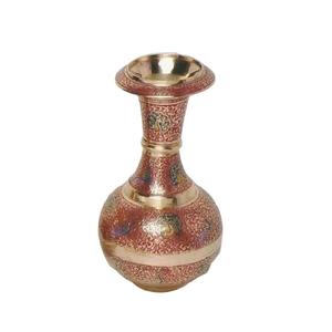 Vase à fleurs en laiton avec gravure multicolore peinture rouge or fini pour la décoration de table Vase à fleurs de haute qualité - Product Image 6