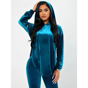 Chándal de terciopelo de 2 uds para mujer, chándal con cremallera y sudadera transpirable, conjunto de Jogger, ropa de invierno de talla grande - Product Image 6