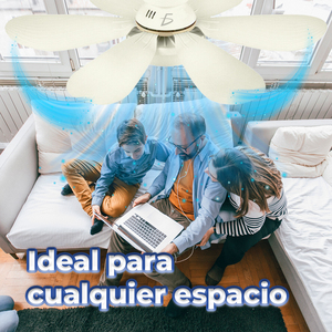 Lámpara LED Moderna de 5 Aspas con Regulador de Intensidad de Tres Niveles, Motor AC y DC, Control Remoto, Cuerpo de Plástico y Madera ABS, Ventilador Incluido - Product Image 5