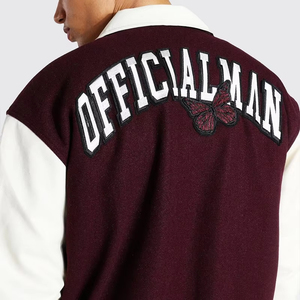 Chaqueta de plumón de invierno personalizable para hombre, abrigo de motorista informal con cuello alto de lana y manga de cuero PU, chaqueta universitaria personalizada - Product Image 2