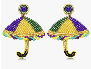 Pendientes Colgantes con Cuentas y Diseño de Paraguas, Hechos a Mano, Coloridos, de Aleación de Zinc, Chapados en Oro de 14K, Joyería para Fiesta de Carnaval, para Mujer - Product Image 1