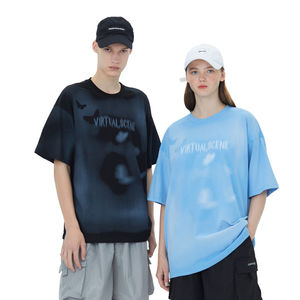 เสื้อยืดผ้าฝ้ายลายปักไหล่โอเวอร์ไซส์สำหรับผู้ชาย2024เซ็กซี่พิมพ์ลายฤดูร้อน - Product Image 1