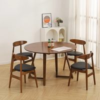 Ensemble de table à manger ronde en bois massif 2026, 6 chaises, design moderne, durable, extensible, meubles de salle à manger pour la maison