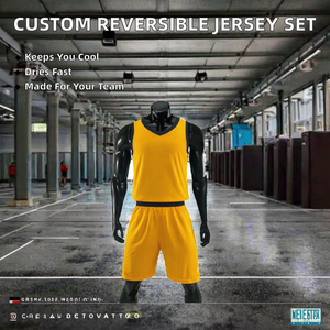 Ensemble de maillots de basket-ball unisexes pour adultes, personnalisables, réversibles, respirants, 100% polyester, imprimés par transfert thermique, sans manches, séchage rapide - Product Image 2