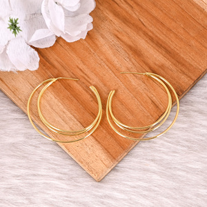 Simple Plain <b>Brass</b> Handmade Designer Earring Yellow Gold Plated Hoops Earrings Jewelry Gifts Customized Wholesale Manufacturer - Product Image 1