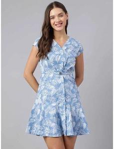 Robe d'été décontractée à la mode en coton indien fait à la main avec imprimé floral et manches courtes ODM Supply - Product Image 2