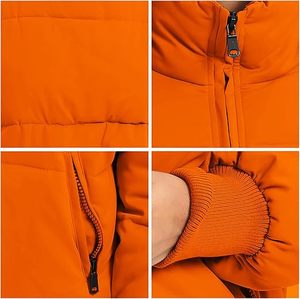 Chaqueta acolchada con burbujas de Color naranja, Parka acolchada para hombre, de gran tamaño corto liso Top, 100% poliéster, a prueba de viento, Frente personalizado - Product Image 2