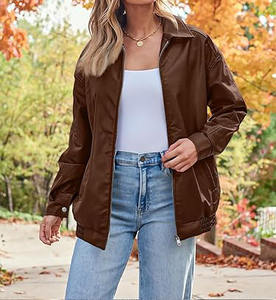 Vestes bomber en cuir de vache véritable pour femmes, taille XL, couleur kaki, de haute qualité, écologiques, vente en gros, logo personnalisé OEM - Product Image 6