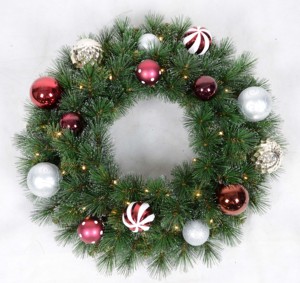 Artificial Christmas Wreath 45–180cm – Decorated, Snowy & Green Door Wreaths with Ornaments, LED Lights & <b>Pinecones</b> - Product Image 4