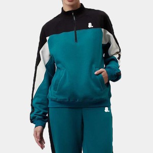 Conjunto de chándal con cremallera de bloque 100% de color algodón 2026 para mujer, ropa de calle de invierno transpirable, chándal con logotipo frontal, cierre 2 en 1 - Product Image 6