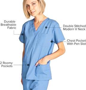 Conjunto de Uniformes Médicos Unisex con Tejido de Punto, Material de Spandex/Poliéster, Detección de Agujas, Logotipo Personalizado, Parte Superior y Pantalones de Uniforme Médico - Product Image 5