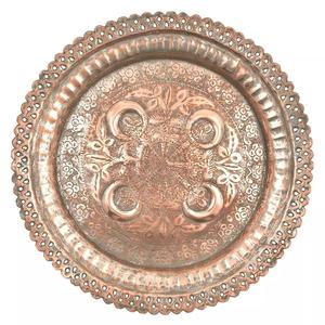 Assiettes de présentation rondes en cuivre classiques pour mariage, vaisselle de service, design personnalisé, durables pour les fêtes - Product Image 1
