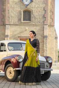 ÚLTIMO LORO NEGRO COLOR SUAVE GEORGETTE RICA FOIL TRABAJO LEHENGA CHOLI CON DUPATTA - Product Image 2