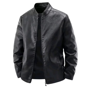 Veste en cuir trench-coat avec logo personnalisé, veste d'hiver pour homme, veste de mode en cuir véritable, cuir de vachette, nouvelle veste de moto unisexe - Product Image 3