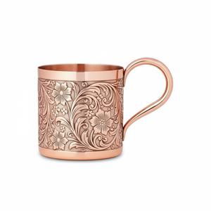 Vente en gros de tasses en cuivre massif 100% pur, lot de 4, artisanat, chopes à bière avec poignées en laiton, revêtement laqué, pour cocktails - Product Image 4
