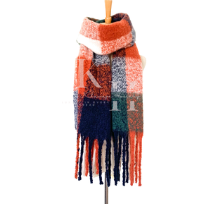 Usine en gros femmes multicolore hiver écharpe élégant épais léger longue longueur Logo personnalisé doux chaud 100% coton - Product Image 4