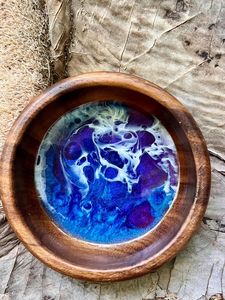 ชามสลัดทำจากไม้และเรซินทำด้วยมือตกแต่งแบบเชื่อมโยงสำหรับใช้ในบ้านและร้านอาหาร - Product Image 5