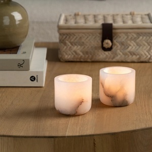 SAIDKOCC Gros <span class=keywords><strong>Naturel</strong></span> Espagnol Albâtre Blanc Marbre Pierre Bougeoirs Stand Pierre Décor À La Maison Marbre <span class=keywords><strong>Bougeoir</strong></span> - Product Image 3