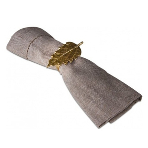 Design simple Rond de serviette feuille d'or Porte-anneau de serviette en métal écologique Vaisselle - Product Image 1