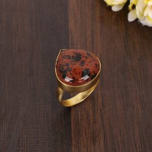 925 Sterling <b>Silver</b> Unique Design <b>Band</b> Handmade Engagement Party Ring with Red Jasper Pear Cabochon Fine <b>Silver</b> for <b>Wedding</b> Gift - Product Image 1