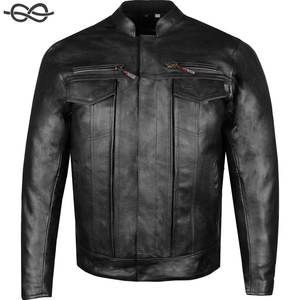 Veste de moto pour homme en cuir de buffle naturel de qualité supérieure Armure CE Poches dissimulées pour pistolet Style motard Noir Taille S - Product Image 6