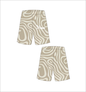 Shorts de basketball personnalisés beige et marron clair à motif tourbillonnant, en maille respirante, pour l'entraînement sportif, le streetwear d'été et les vêtements de sport - Product Image 1