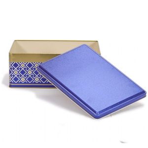 170x260x100mm Fondo azul Caja de almacenamiento de metal rectangular Tapa deslizante 4.2L Diseño de patrón sin costuras Líneas geométricas Premium - Product Image 3