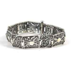 925 <b>Sterling</b> <b>Silver</b> Patterned Filigree <b>Beaded</b> <b>Bracelet</b> Fashion Accessory 70 Years Experience Fast Shipping - Product Image 1