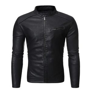 Veste de moto pour homme, nouvelle collection automne/hiver, col rabattu, tendance, cuir lavé personnalisé, imperméable, coupe-vent - Product Image 2