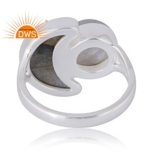 Vente chaude 925 Sterling Silver Natural Labradorite & Rainbow Moon Gemstone Ring Bijoux personnalisés pour les femmes Cadeau pour elle - Product Image 2