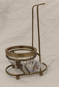 ชามเสิร์ฟพร้อมโลหะและแก้วขอบทองเหลืองทองและฐานทรงกลมถ้วยแก้วลายนูนถ้วยเสิร์ฟแบบคลาสสิค - Product Image 2