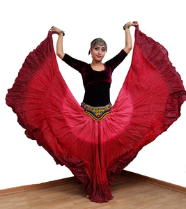 Falda Ghagra Roja con Banda, Top de Terciopelo, Cinturón Bordado, Atuendo Casual de Maternidad 100% Algodón, Largo hasta el Suelo, para Actuaciones Escénicas - Product Image 4