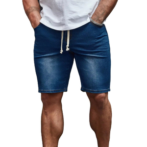Short en jean extensible personnalisé pour hommes, short serré à la taille avec cordon de serrage, élégant et à la mode pour l'été avec poches pour hommes - Product Image 1