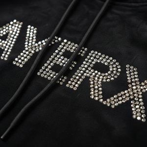 เสื้อฮู้ดสตรี สตรีทแวร์ หนานุ่ม สำหรับฤดูหนาว ผ้าฝ้าย 500gsm พิมพ์ลายพัฟ ประดับเพชรเทียม ลายกราฟิก ดีไซน์ขาดๆ ทรงโอเวอร์ไซส์ - Product Image 4