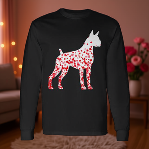 Camiseta Premium de Manga Larga con Estampado de Corazón para Perros, Tema del Día de San Valentín, Producto Promocional de Alta Calidad - Product Image 3