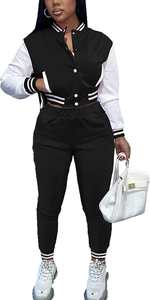 New Fashion Embroidered Short Sweat Suits Women 2 Piece Solid Tracksuits Button Crop Bomber Varsity Jacket <b>Pants</b> <b>Sexy</b> Waterproof - Product Image 2