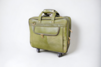 Chariot à bagages vert en cuir véritable avec poignée réglable fabrication en usine OEM taille personnalisée disponible produit tendance