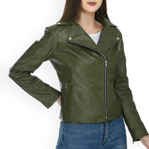 Chaqueta de cuero genuino de producto de moda de bajo precio para mujer Chaqueta de cuero genuino de diseño personalizado hecha en fábrica para mujer - Product Image 2