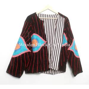 Chaqueta de Invierno de Terciopelo con Bordado Suzani Hecho a Mano de Moda, Chaqueta Corta Suzani para Mujer, Talla Única, Chaqueta Corta para Mujer para Fiestas - Product Image 6