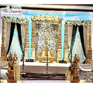 Pilares de escenario de boda modernos de estilo Gujarati, accesorios para bodas indias hindúes, fibra de vidrio duradera, tamaño y Color personalizables - Product Image 1