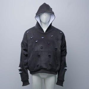 Sweat à capuche en coton 100% respirant, écologique, coupe classique vintage, imprimé délavé à l'acide, design streetwear, thermique - Product Image 1