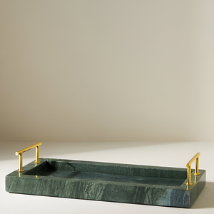 Plateau en marbre vert élégant pour décoration intérieure Plateau de service de luxe Plateau en marbre unique pour table basse et cadeaux - Product Image 6