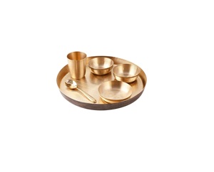 Standard cuivre métal dîner bronze thali ensemble pour la maison mariage salle à manger décoratif fait main conception fabriqué en Inde - Product Image 1