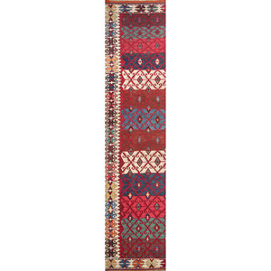 พรมขนสัตว์ลายเรขาคณิต Nayaab สีแดงและสีส้ม ทอแบบเรียบ สำหรับบ้าน-Paem-875 - Product Image 1