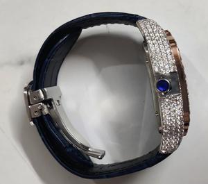 Reloj de Pulsera Personalizado Cuadrado de Acero Inoxidable para Hombre con Corte de Moissanita y Diamante, Estilo Hip Hop, Vidrio Analógico Único y Correa de Piel a la Moda - Product Image 6