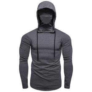 Sudadera con capucha de gimnasio para hombre sin mangas con máscara Sudadera con capucha Casual empalme grande abierto bifurcado ropa masculina máscara botón deportes con capucha - Product Image 5