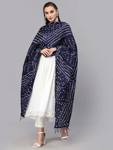 Dupatta de Mezcla de Seda Chinon de Secado Rápido para Mujer, Estilo Indio y Pakistaní (D02-Azul) - Product Image 2