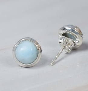 1 paire de clous d'oreilles nouvelle tendance originale Larimar pierres précieuses vente chaude boucles d'oreilles en argent sterling 925 pour femmes et filles - Product Image 3